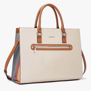 Bostanten chic cream laptop briefcase bag. Like new with tags. So functional